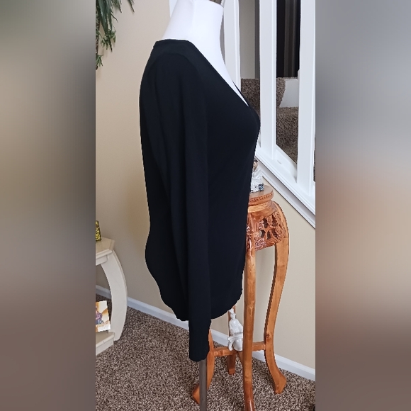 INC International Concepts Sweater with Faux Fur Collar. L Black NWOT - Picture 7 of 16